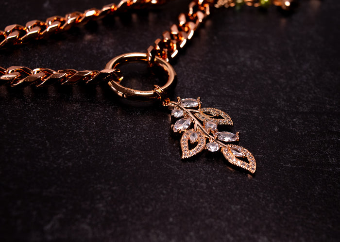 12.5" - 14.5" - "Verdant Fae" - Sage Green & Rose Gold Luxury Martingale Collar