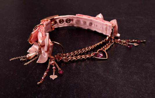 12.5" - 15" - "Blush Devotion" - Soft Pink & Rose Gold Luxury Martingale Collar