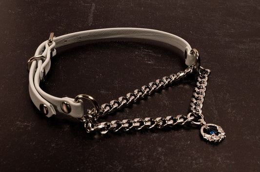 12.5" - 15" Slate Leather Luxury Martingale Collar _ LIMITED _
