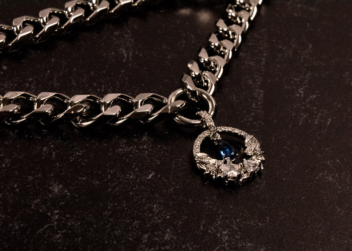 12.5" - 15" Slate Leather Luxury Martingale Collar _ LIMITED _