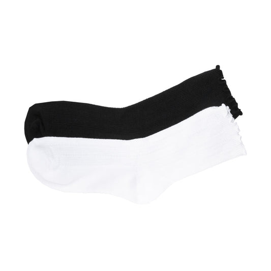 Ruffle ribbed dress socks, black cuff and white body with ruffled trim