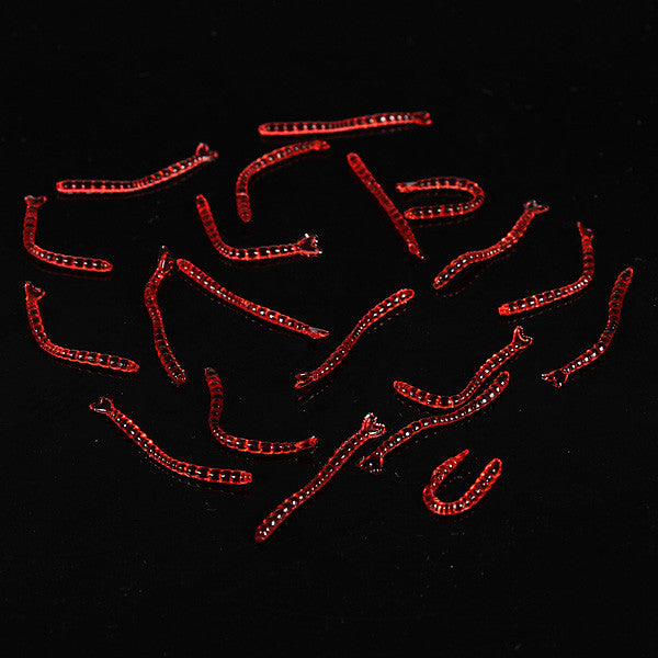 20PCS 2.5cm Silicon Man Made Worm Bait Fishing Lure Bait Grub Red - GhillieSuitShop