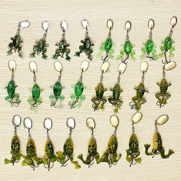 24pcs Sequins Frog fish Lure Topwater Soft Bait Crankbait Tackle Hook - GhillieSuitShop