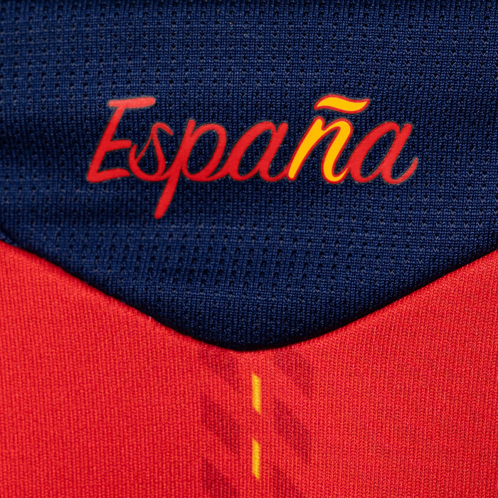 Spain replica home jersey with España text and V-neck color block