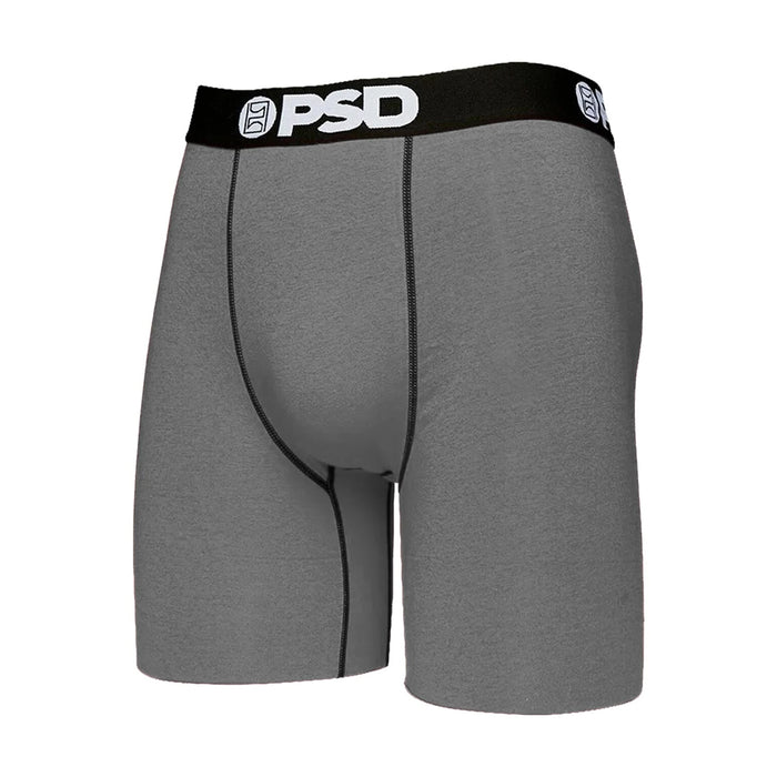 Gray cotton-blend boxer briefs with logo waistband and contoured front