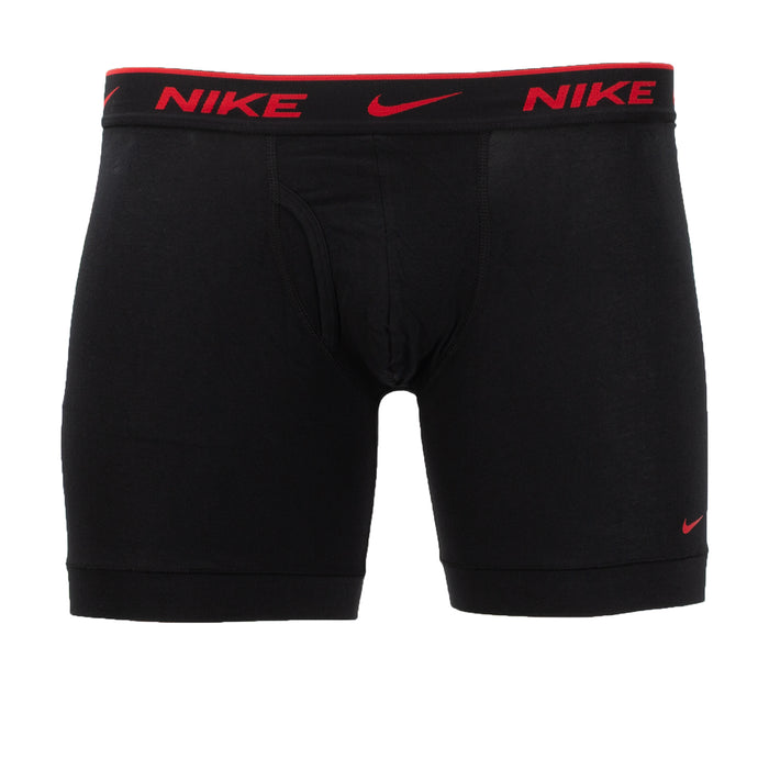 Men's Nike dri-fit boxer briefs in black solid with red Nike logo waistband
