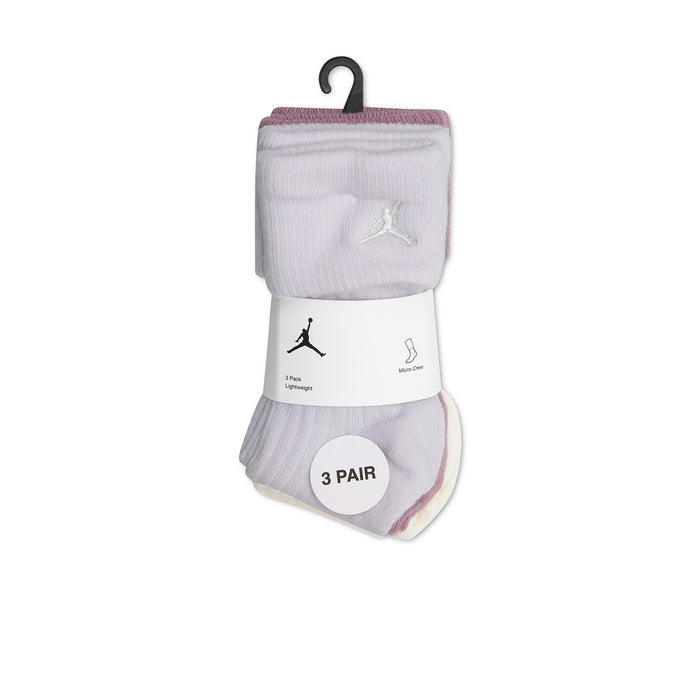 Pack of 3 half-crew foldover socks in lavender, mauve, and pale ivory
