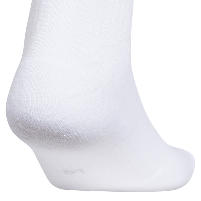 White crew sock close-up with ribbed knit