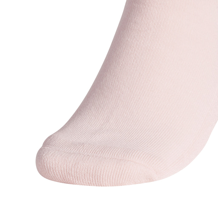 Pink scrunch crew sock with ribbed knit texture and snug cuff