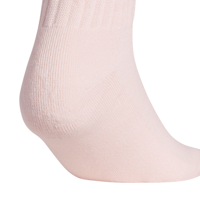 Pink scrunch crew sock close-up showing toe and knit texture