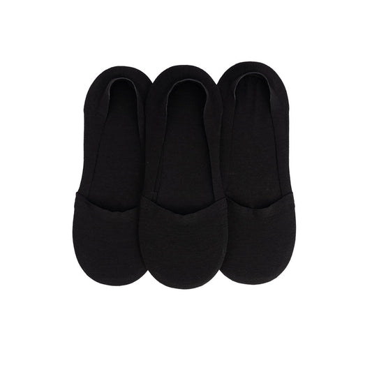 3-pack black silicone cap-toe liner socks, medium