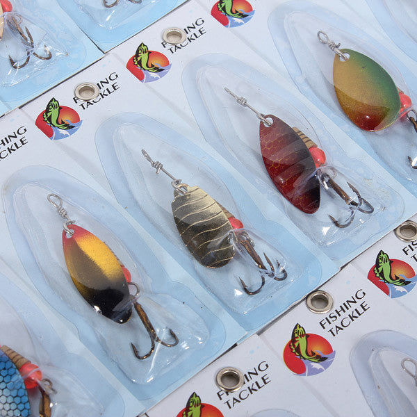 30x Metal Fishing Lures Spinners Baits Assorted Fish Hooks Tackle - GhillieSuitShop