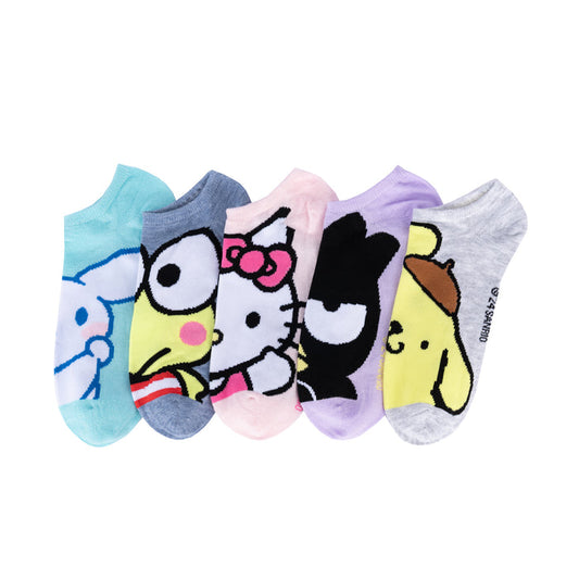 5-pack adult no-show socks, multicolor Hello Kitty & Friends character faces