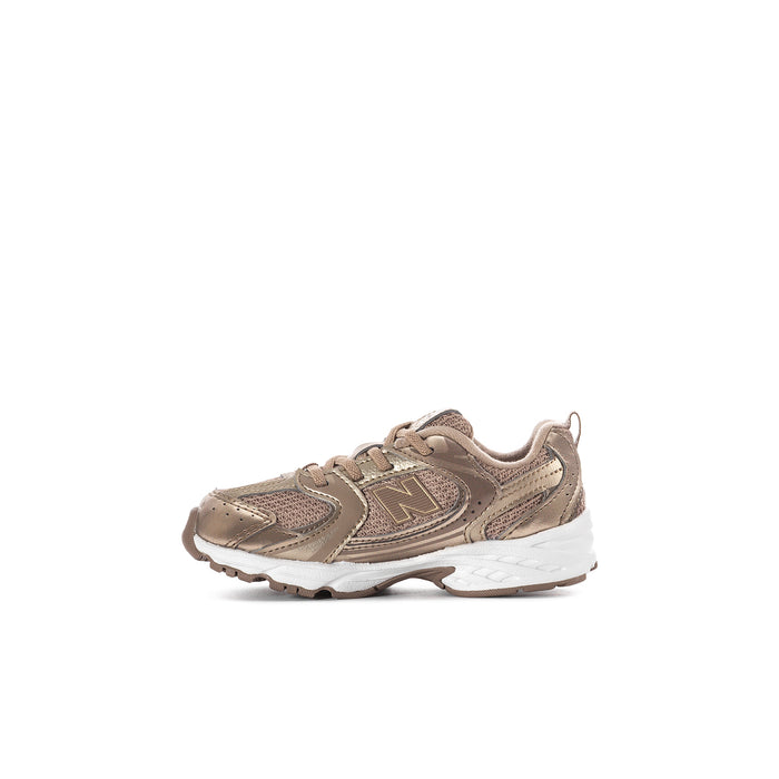 Toddler side view lace-up sneaker with embroidered N detail and sculpted sole