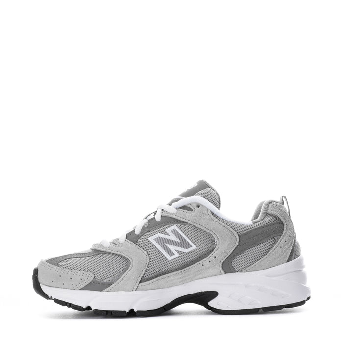 Women's wide gray New Balance 530 sneaker, lace-up, N emblem on side