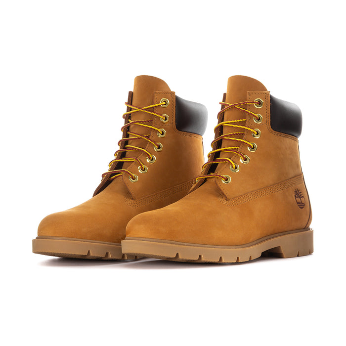 Men's wheat lace-up work boots with dark heel collar and padded interior
