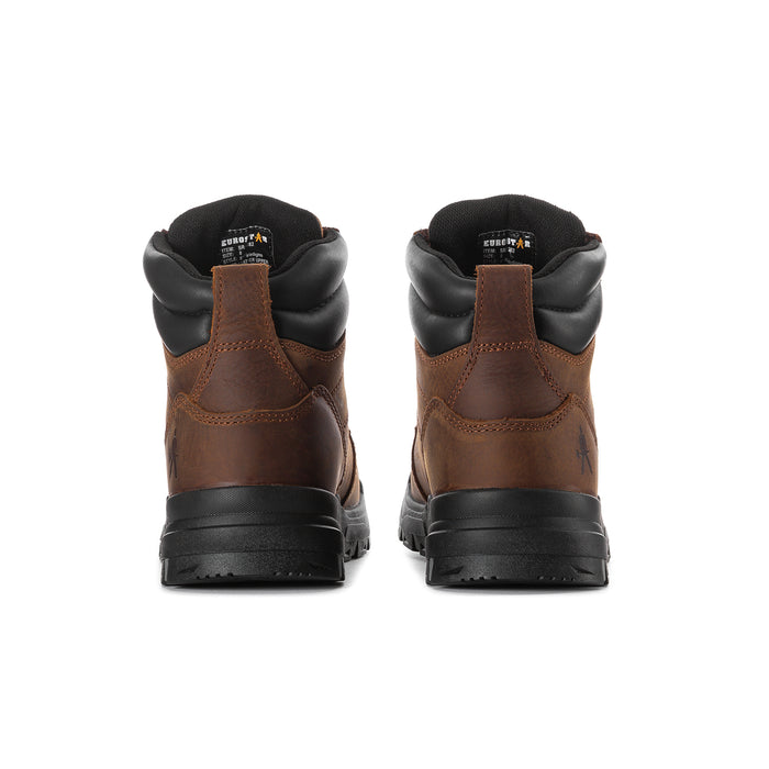 Men's 6-inch lace-up boot, brown leather with black heel collar and cushioned lining