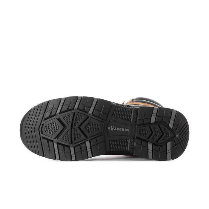 Men's 6-inch boot outsole, black rugged lug tread with textured grip pattern