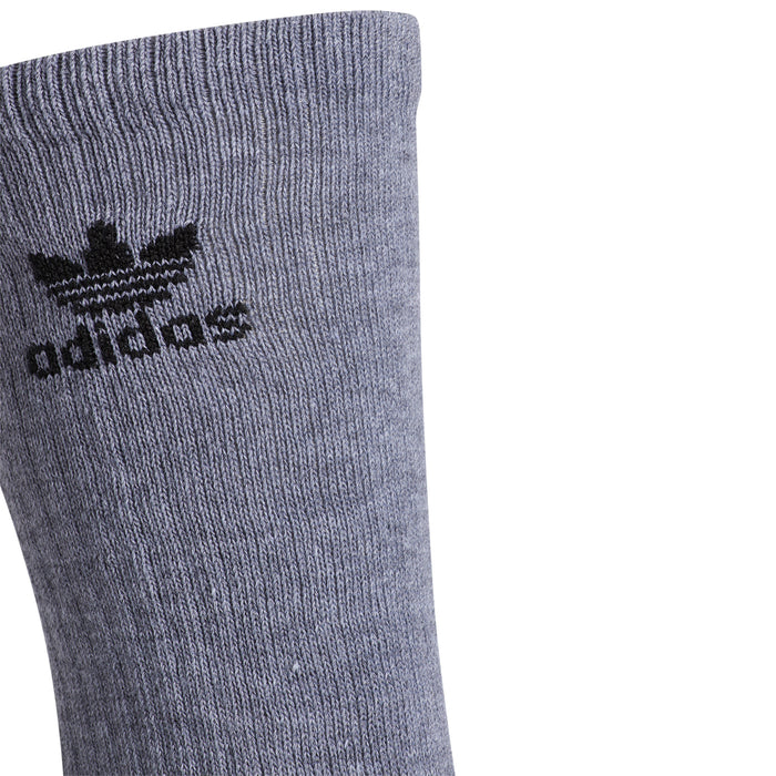 Heather grey crew sock with adidas logo on the upper