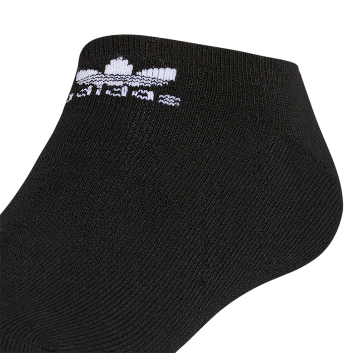 Black no-show sock with white logo stripe at cuff