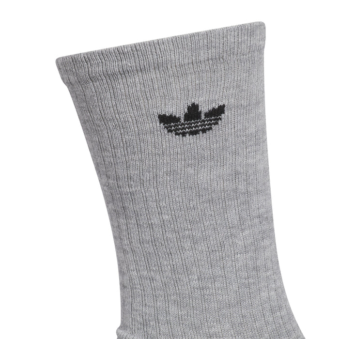 Heather grey crew sock with black adidas trefoil logo on the front cuff