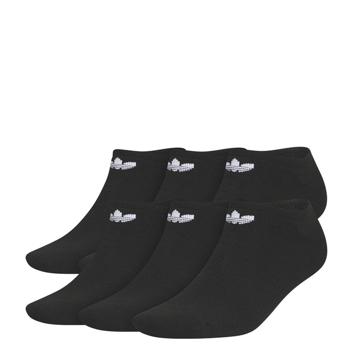 Set of 6 black no-show socks with white trefoil logos
