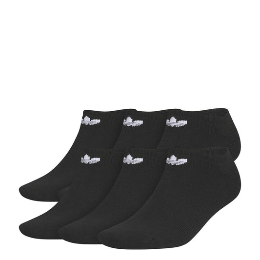 Set of 6 black no-show socks with white trefoil logos