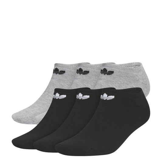 No-show socks multipack, heather gray and black with trefoil logo