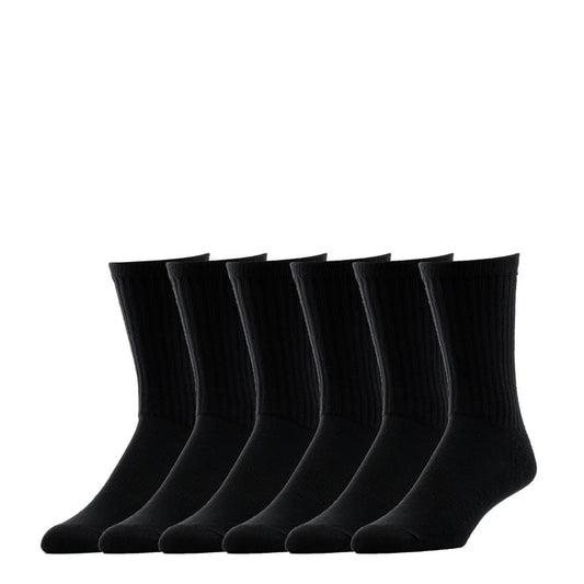 Pack of black crew work socks, six pairs