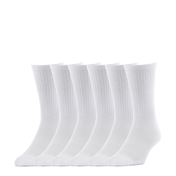 Pack of white medium crew socks, ribbed knit cuffs