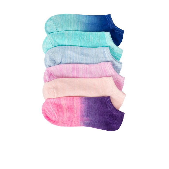 Multicolor dip-dye no-show socks, 6-pack, medium ankle (set of 6)