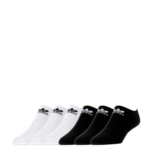 Six-pack no-show socks, medium originals; 3 white and 3 black ankle socks