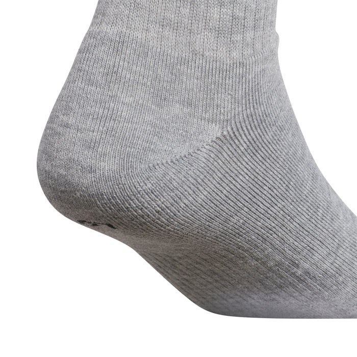 Heather grey crew sock with textured knit at the foot