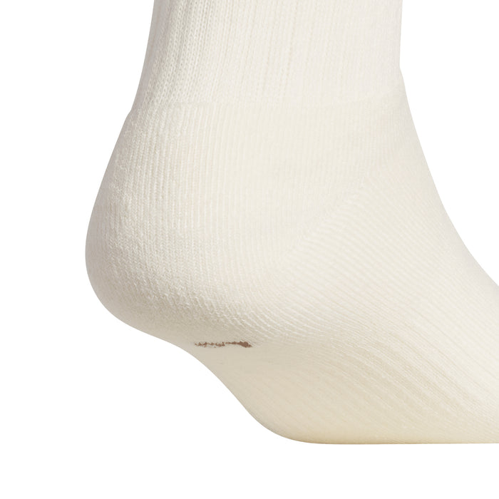 Off-white crew sock with subtle ribbed knit and small logo at toe
