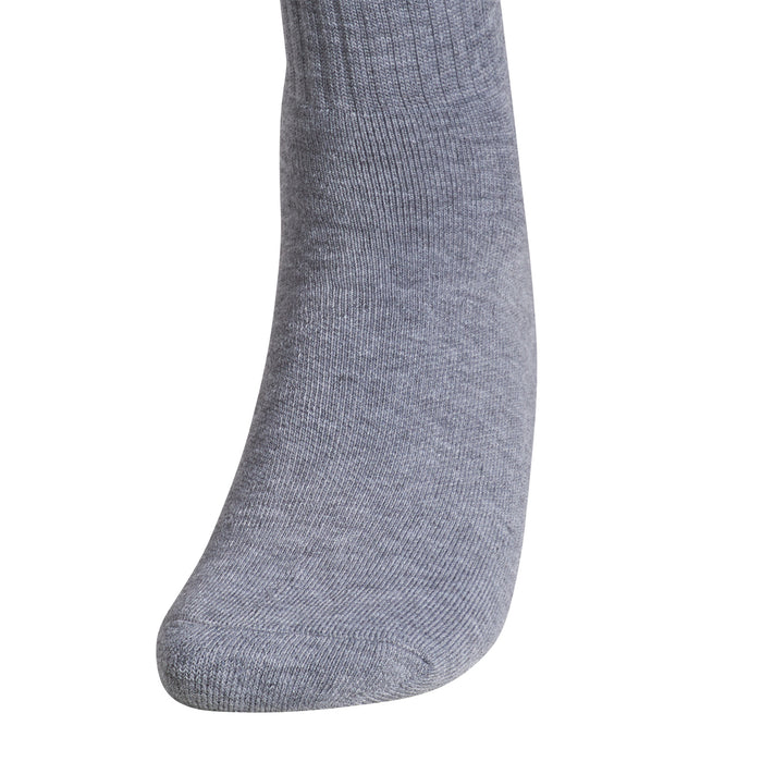Heather grey quarter crew sock with ribbed knit and small trefoil logo
