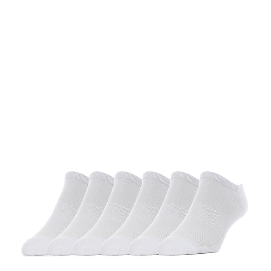 6-pack small no-show socks, white, set of six ankle-height pairs