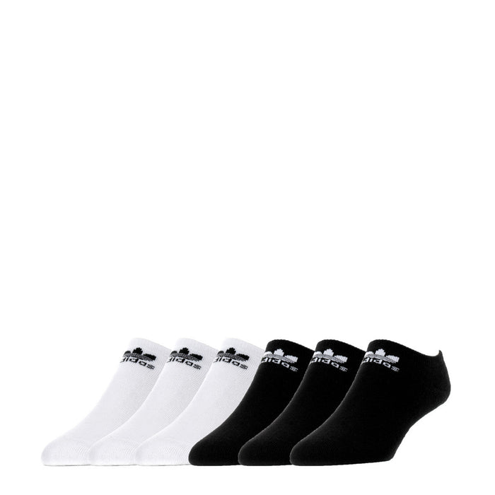 6-pack no-show socks in white and black, low-cut ankle length