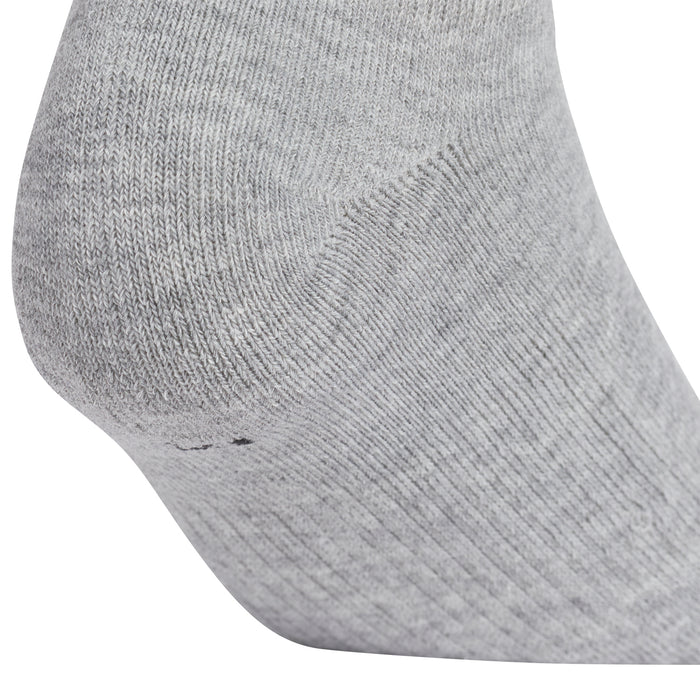 Heather gray no-show sock showing knit and rounded toe