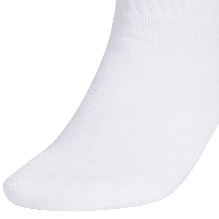 White quarter crew sock with ribbed knit and subtle trefoil logo