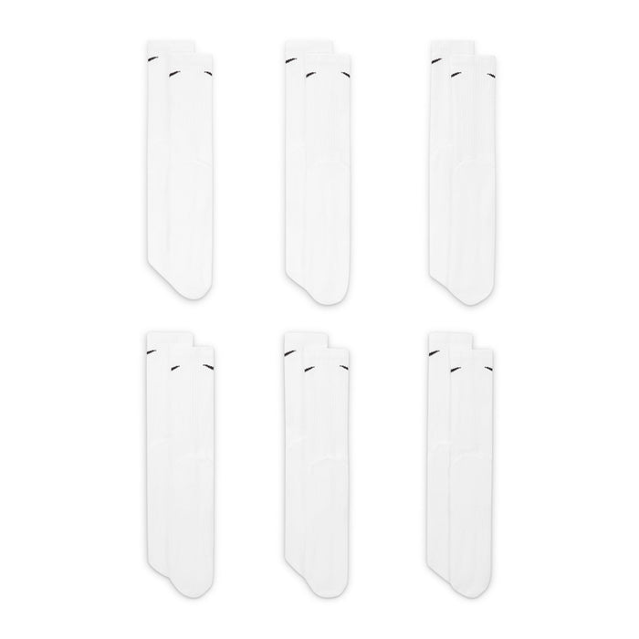 6-pack crew socks, white with black Nike Swoosh, alternate folded view