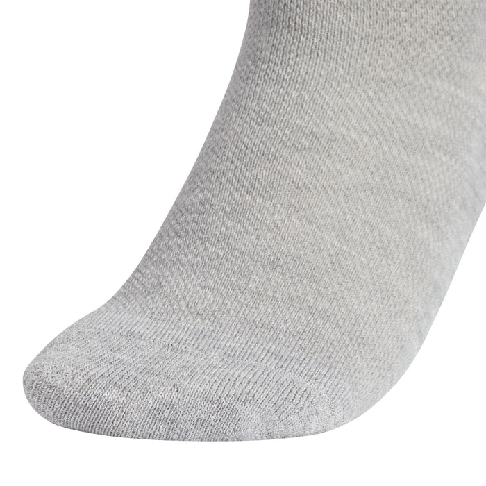 Heather grey youth crew sock with ribbed knit texture and elastic cuff