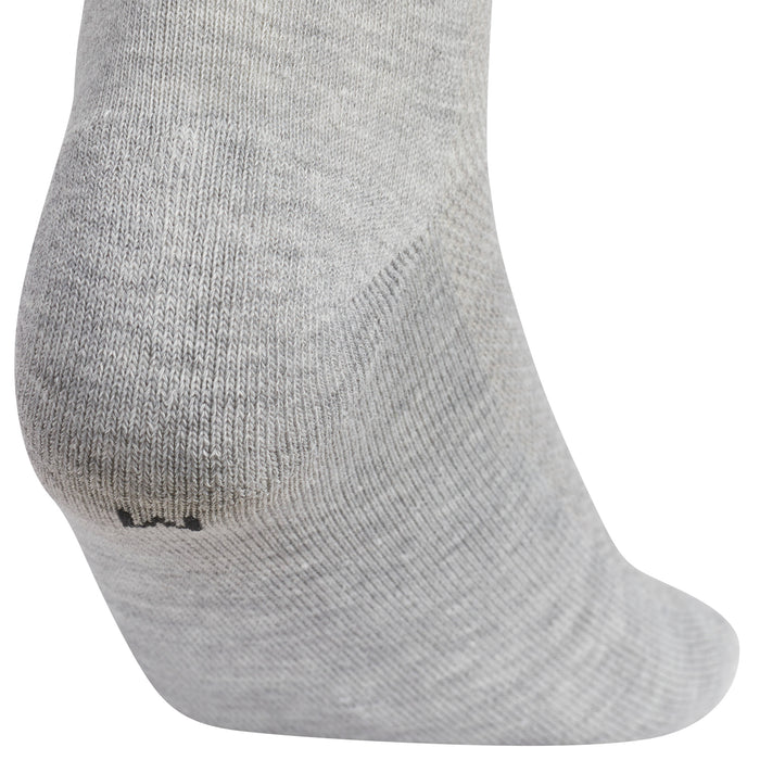 Heather grey youth crew sock with small adidas logo on the ankle