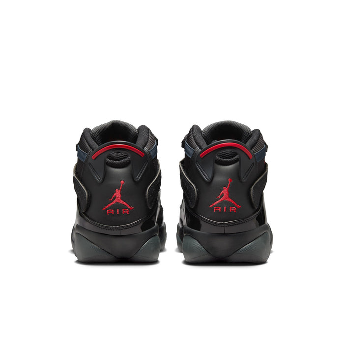 Men's high-top basketball shoes with black heel and red Air logo on the back