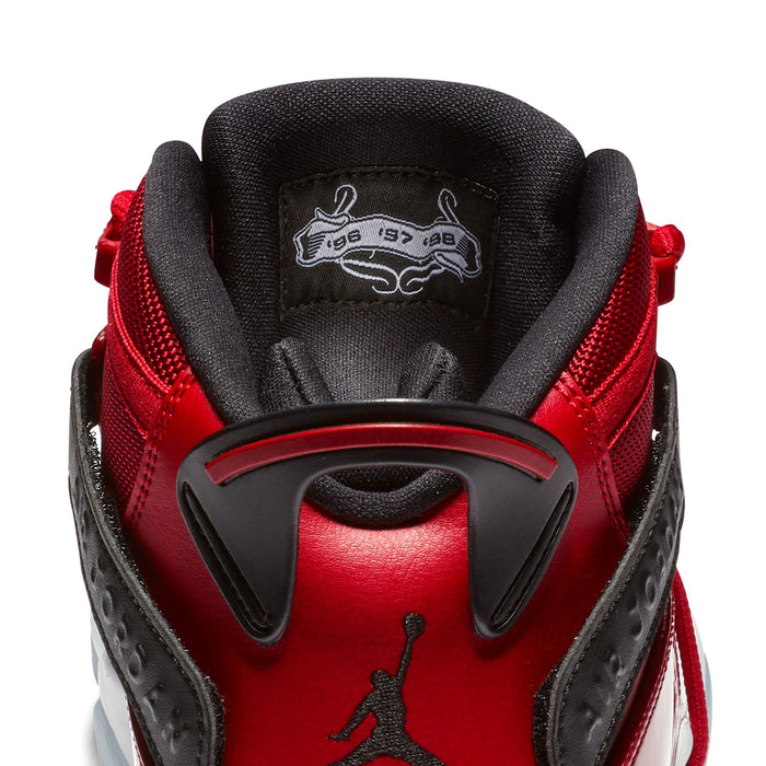 Men's red high-top shoe heel with black lining and Jumpman logo