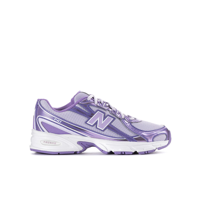 Lilac and violet youth running sneakers with New Balance N logo, lace-up design