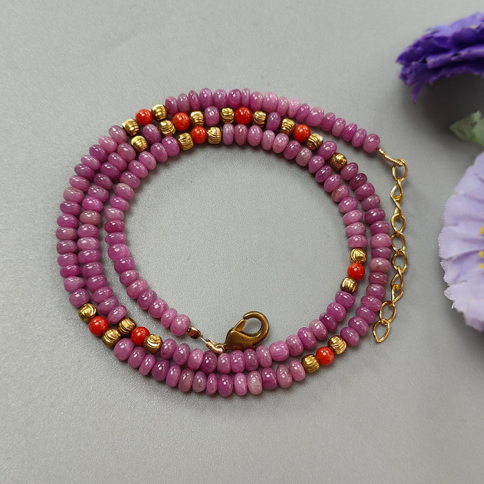 Collana Rondelle in ottone con corallo rosso rubino