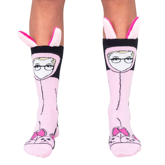 A Christmas Story Movie Ralphie Pink Bunny Socks 3D Ears Holiday Gift