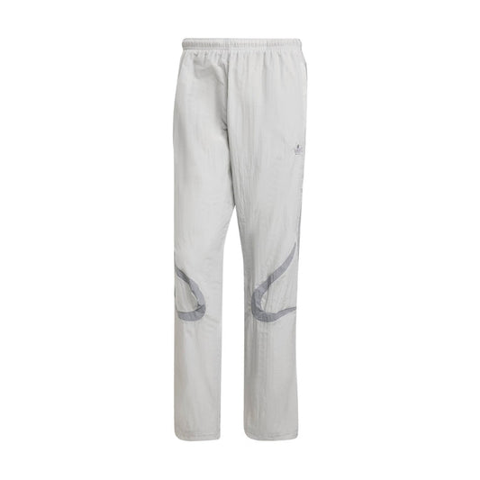 Men's woven track pants, light grey with elastic waistband and side logo graphic