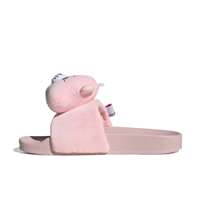Pink plush bear slide with cushioned strap and open-toe footbed