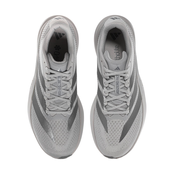 Men's Adizero Pacer shoes, grey laces and tongue with breathable inner lining